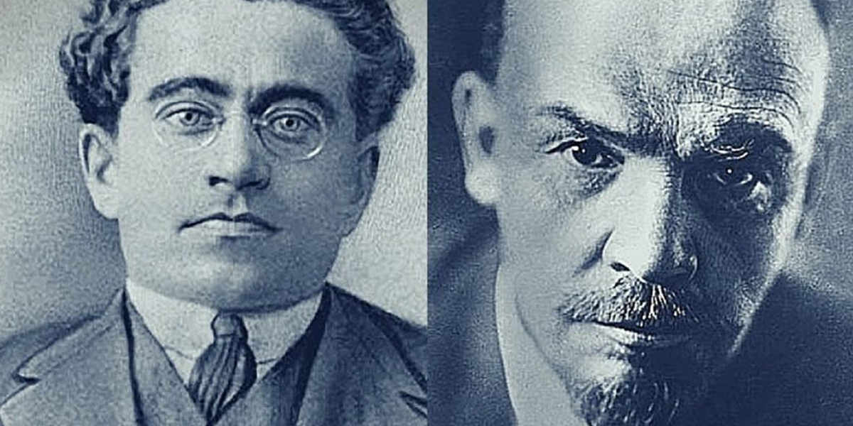 ritratti di Gramsci e Lenin affiancati